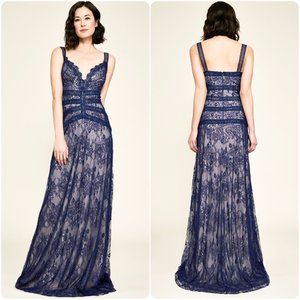 TADASHI SHOJI DUTTON STRAP LACE GOWN